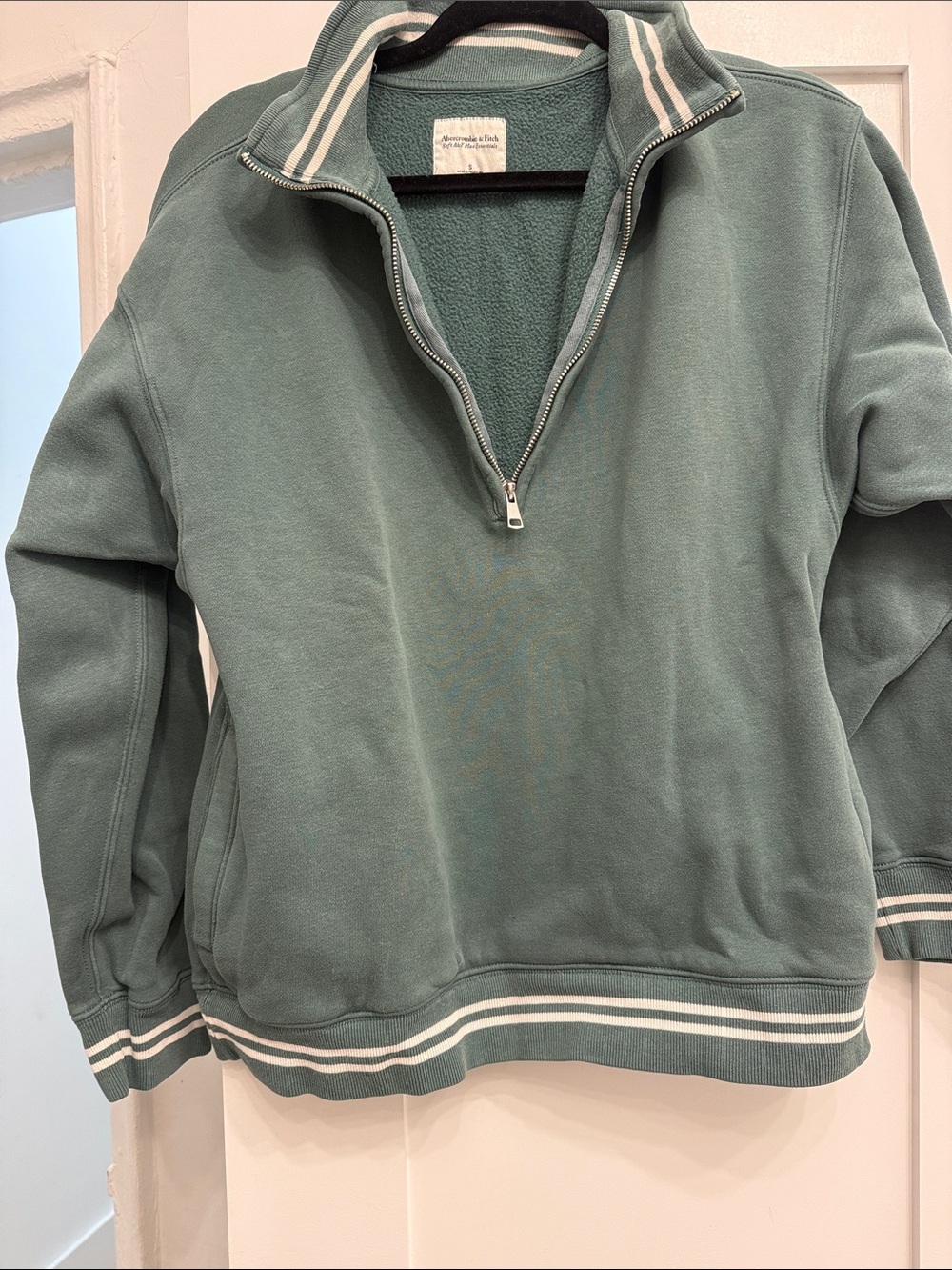 Abercrombie & Fitch Sage Green Quarter-Zip Pullover